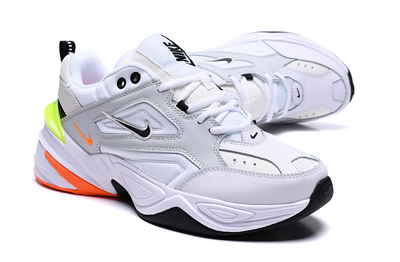 Women Nike M2K Tekno White Silver Orange Shoes - Click Image to Close